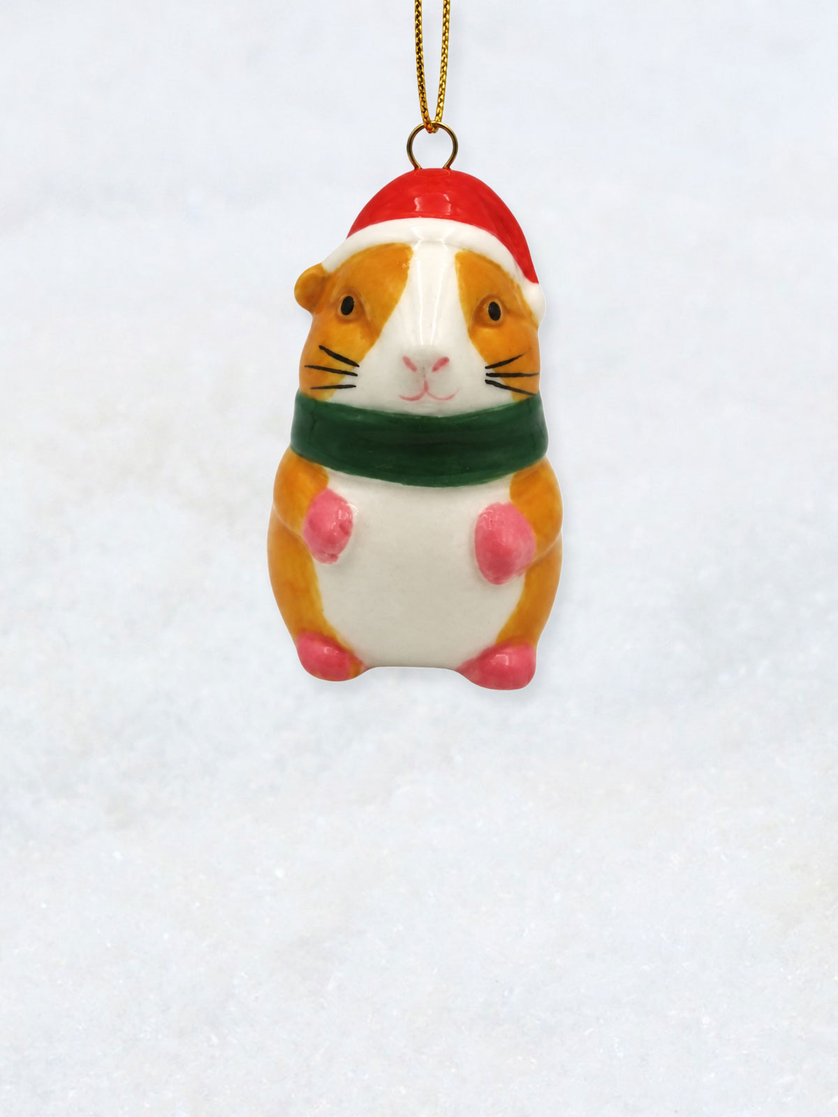 Christmas Tree Decoration - Ceramic Santa Guinea Pig
