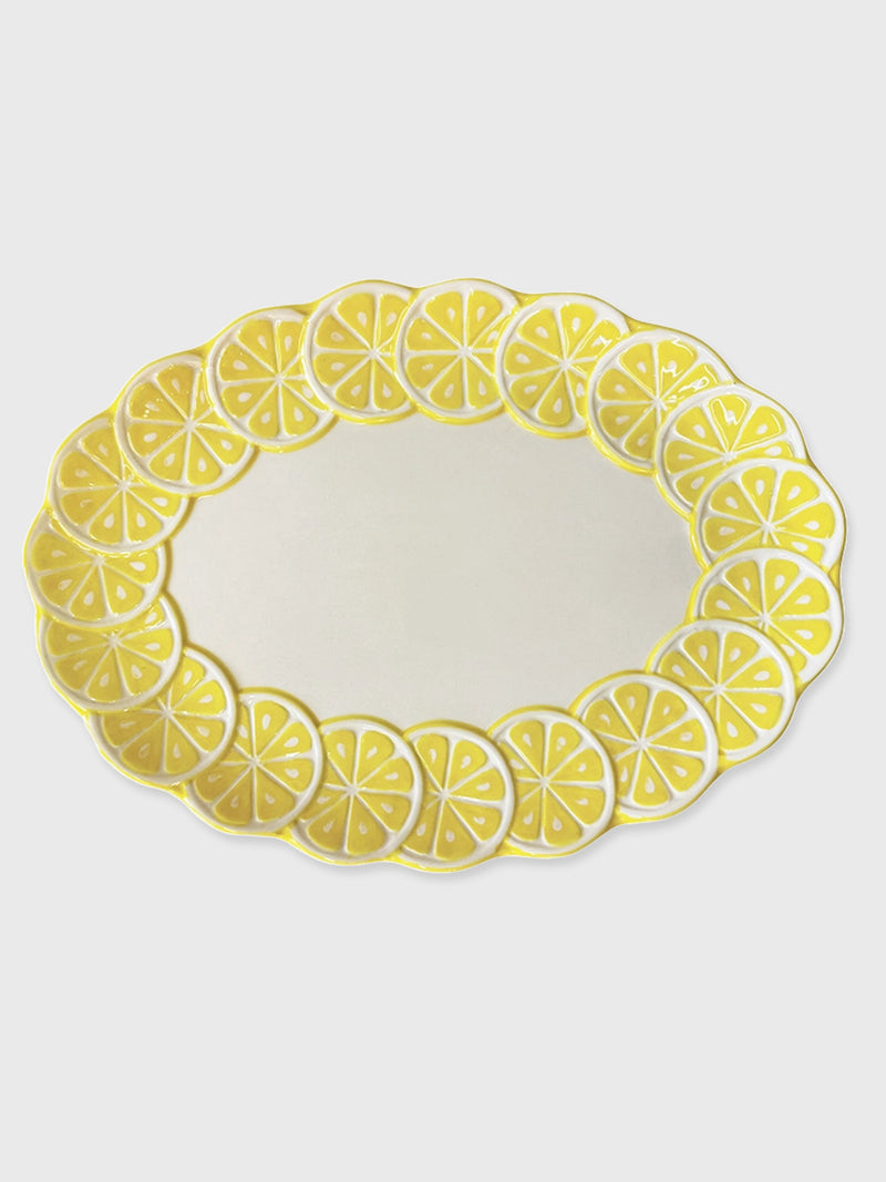 Ceramic Lemon Slice Large Oval Dish Platter