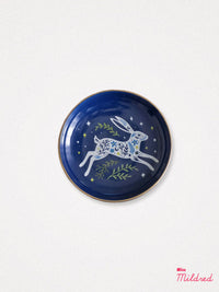 Ceramic Leaping Hare Round Trinket Dish