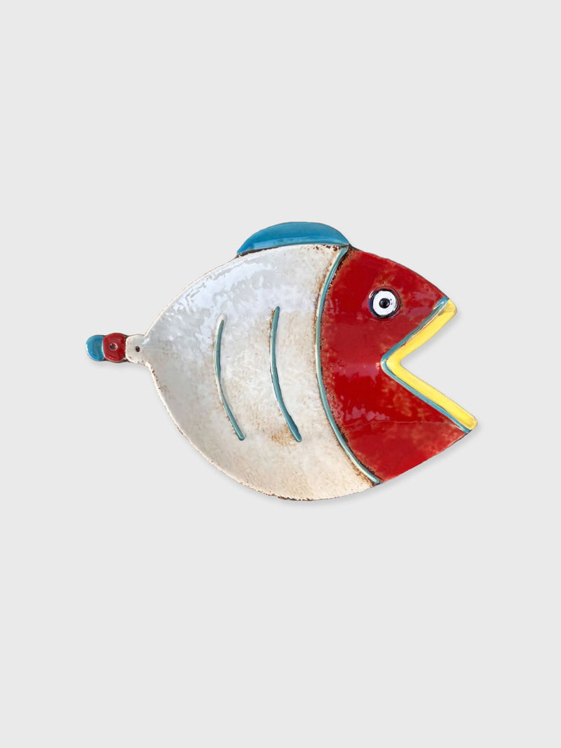 Ceramic Red Coloured Fish Shaped Plate 