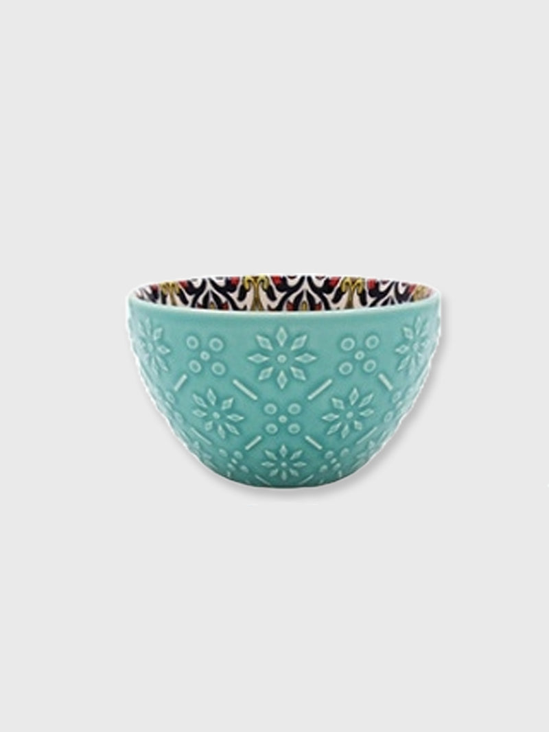 Ceramic Tuscany Bowl 12cm - Teal and Multi