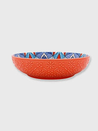 Ceramic Tuscany Bowl 22cm - Orange and Blue