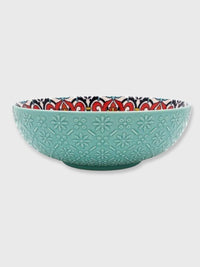 Ceramic Tuscany Bowl 26cm - Teal and Multi