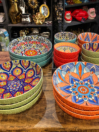 Ceramic Tuscany Bowl 22cm - Orange and Blue