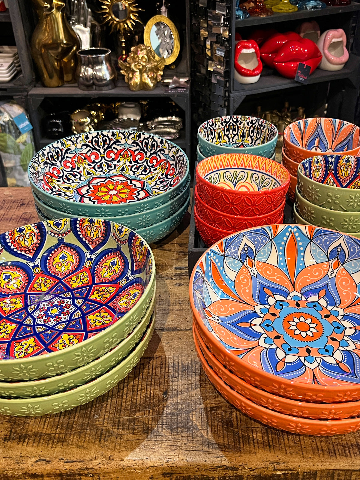 Ceramic Tuscany Bowl 22cm - Orange and Blue