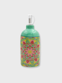 Ceramic Tuscany Print Oil Pourer Bottle - Green