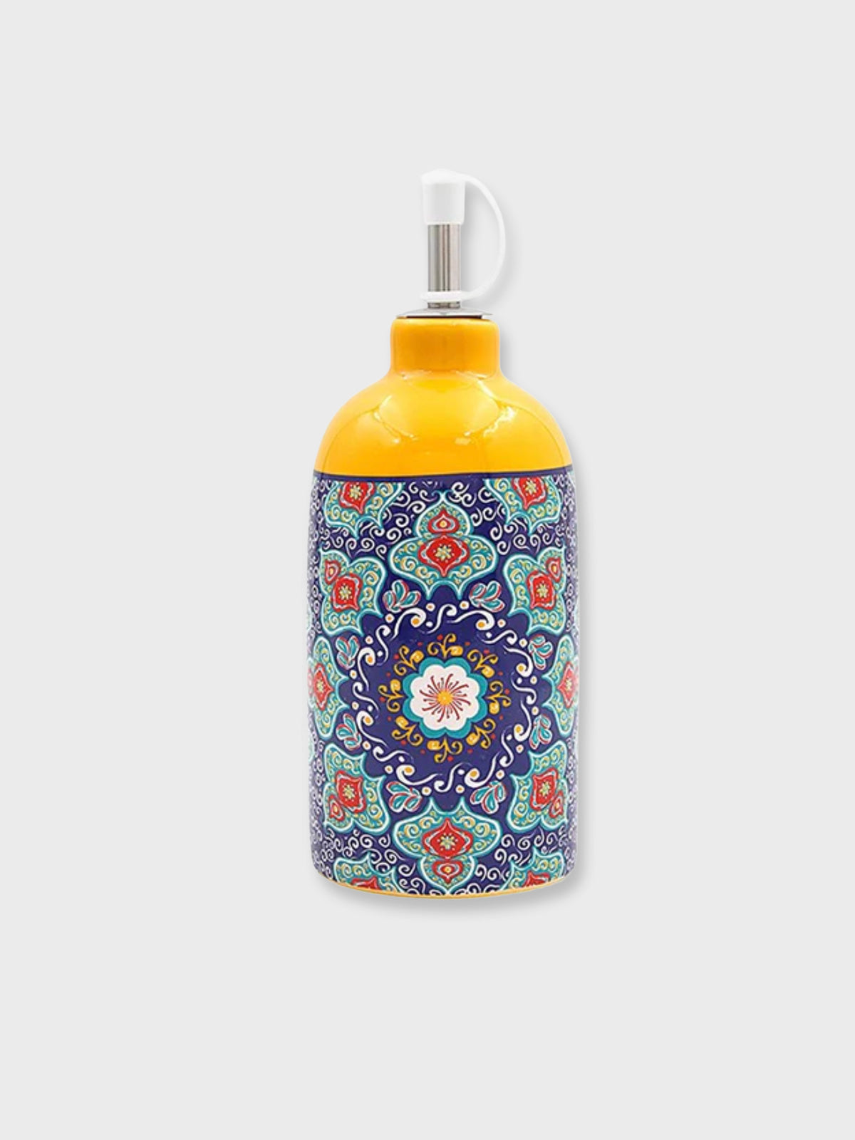 Ceramic Tuscany Print Oil Pourer Bottle - Yellow