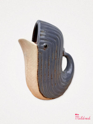 Ceramic Whale Shaped Vase Jug Blue - Medium
