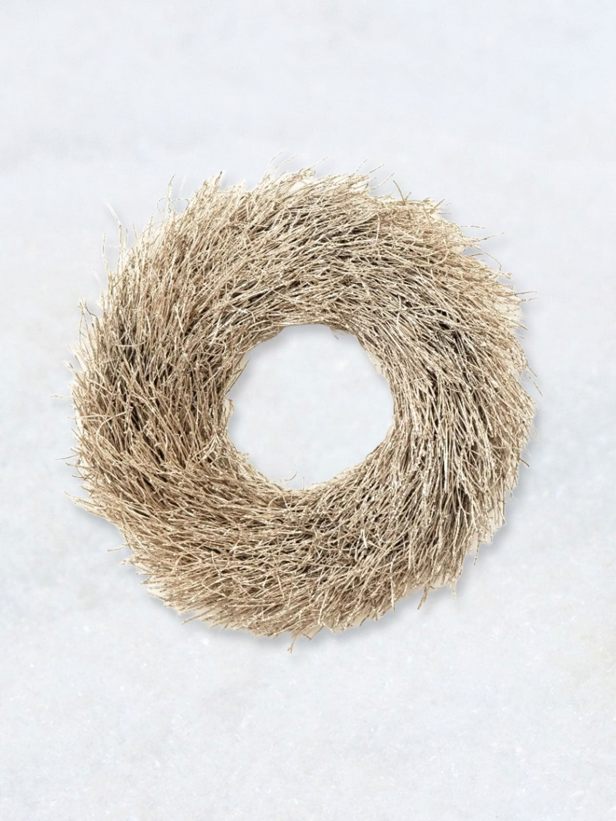 Faux Wreath - Champagne Gold Glitter Twig Wreath - 30cm