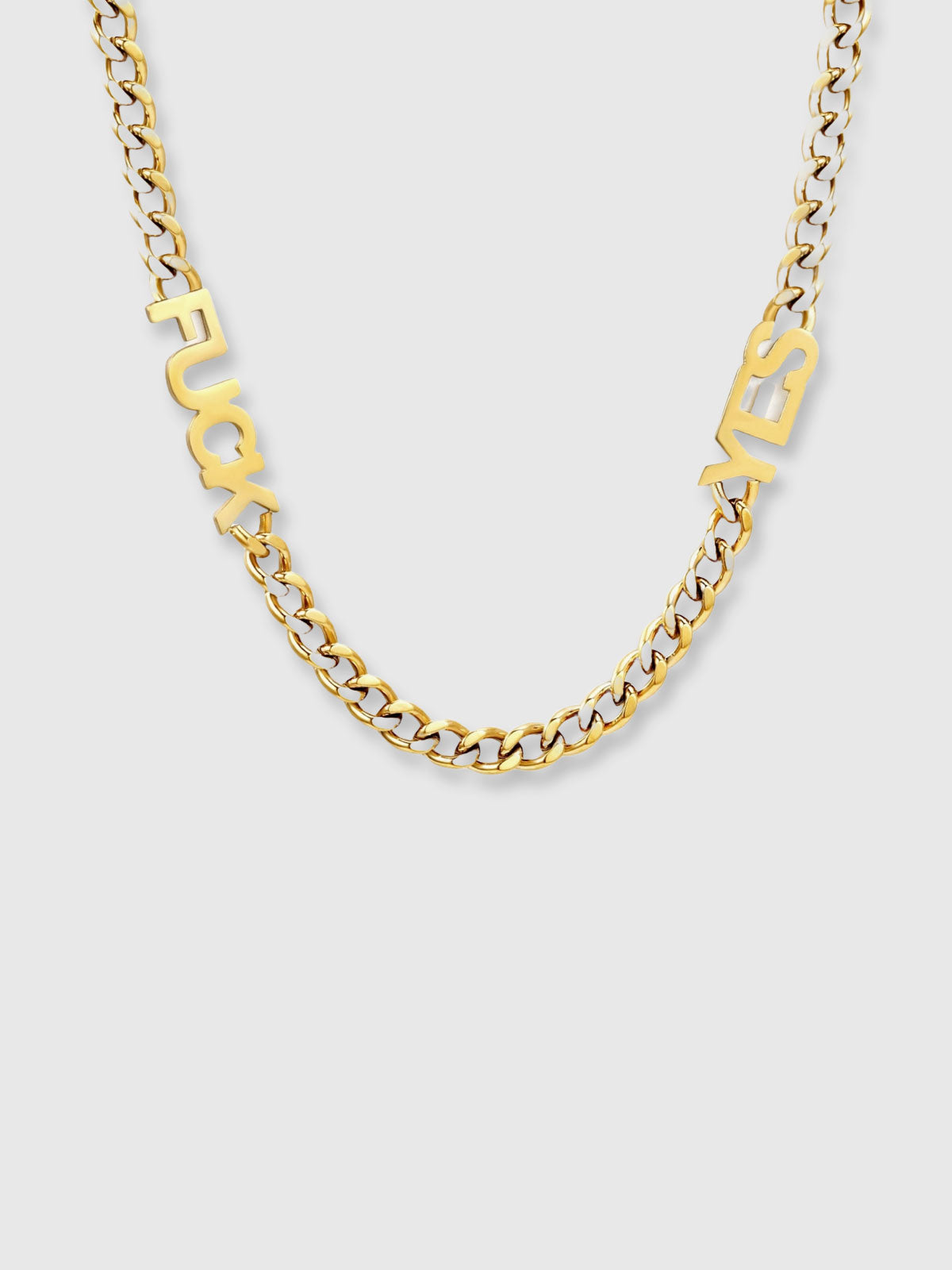 Cheeky Words Chunky Necklace - Fuck Yes - Gold