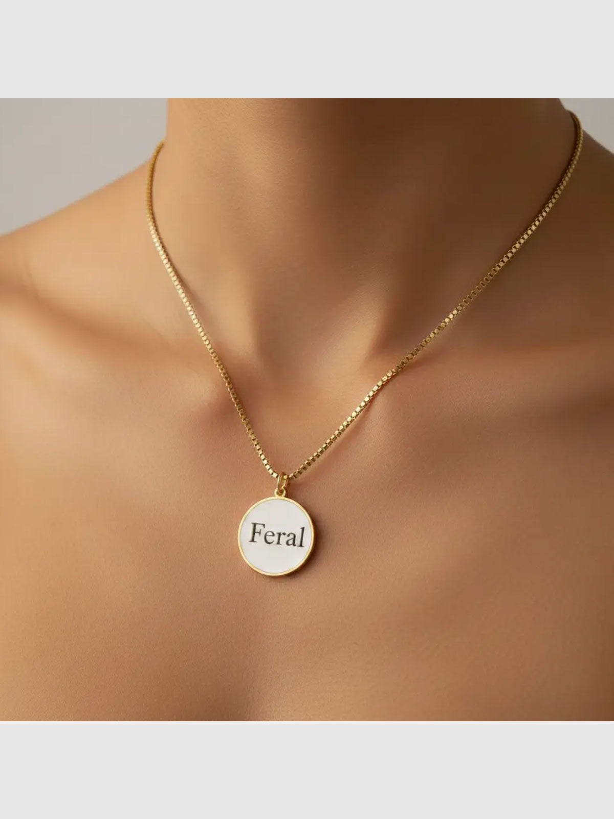 Cheeky Words Pendant Necklace - Feral - Gold