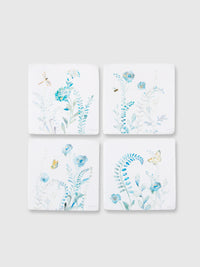 Blue Flower Coasters - Set of 4