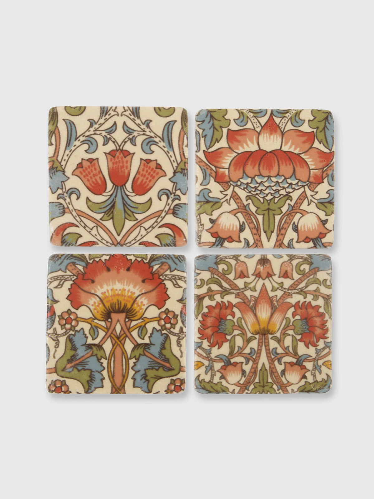 Lotus Flower Tile Coasters - Set of 4