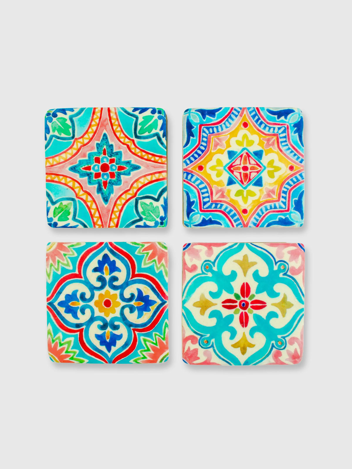 Moroccan Print Tile Coasters - Set of 4