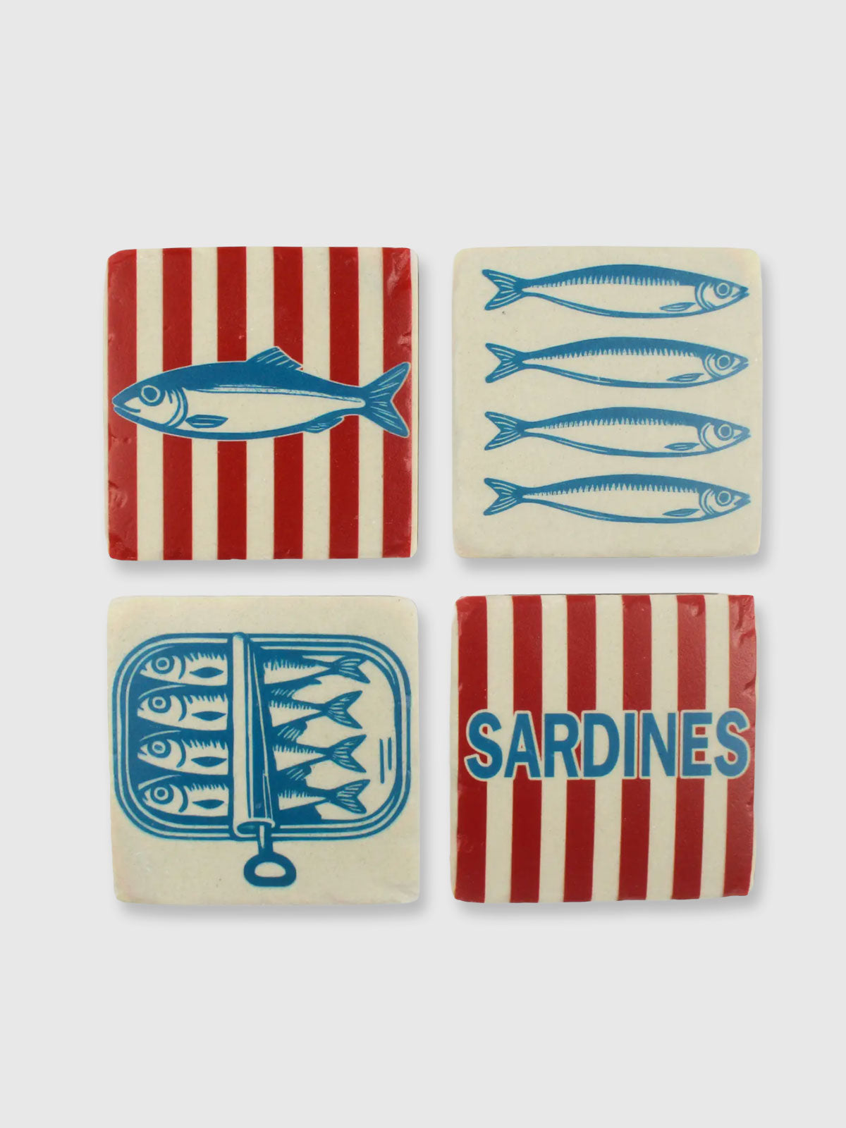 Retro Sardine Tin Tile Coasters - Set of 4