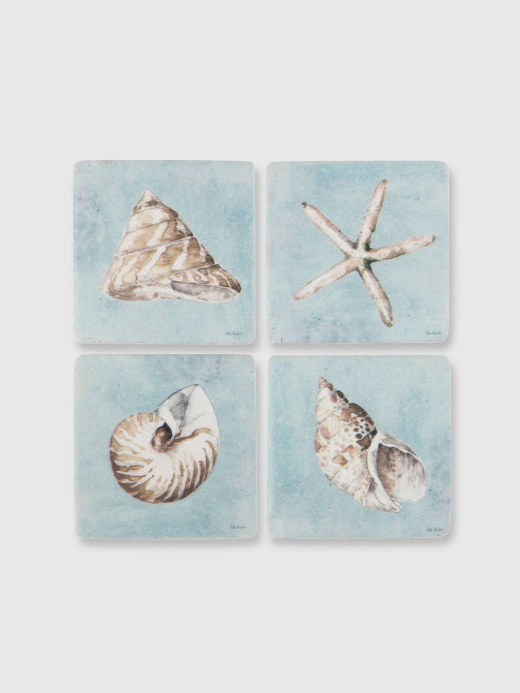 Shell Tile Coasters - Set of 4
