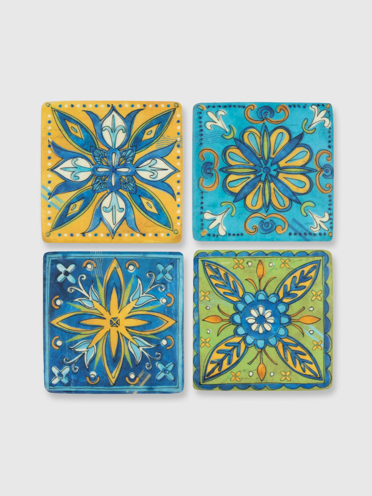 Colourful Naxos Tile Coasters - Set of 4
