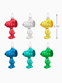 Peanuts Snoopy Colourful Glass Christmas Ornaments - Pack of 6