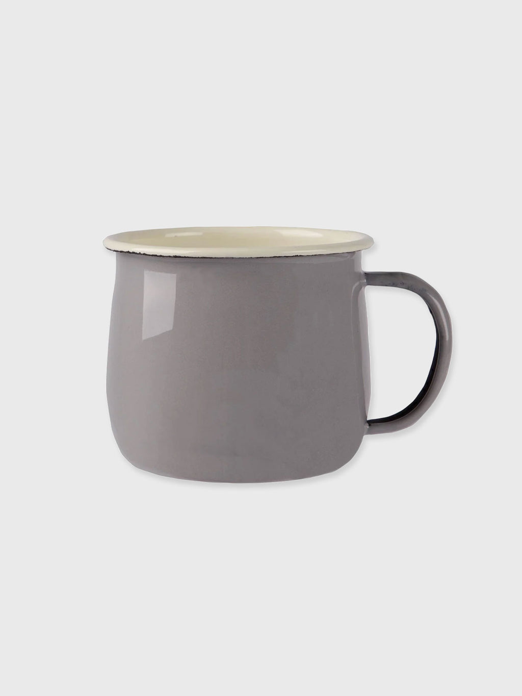 Enamel Belly Mug Grey and Cream - 9cm