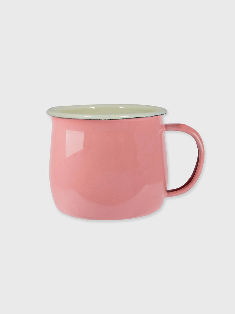 Enamel Belly Mug Pink and Cream - 9cm