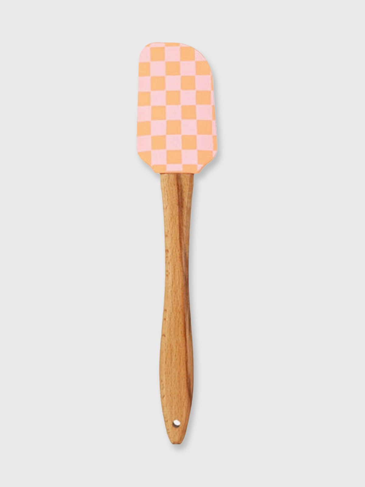 Colourful Wood & Silicone Spatula - Orange Check