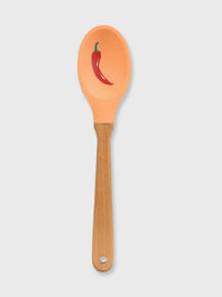 Colourful Wood & Silicone Spoon - Chilli