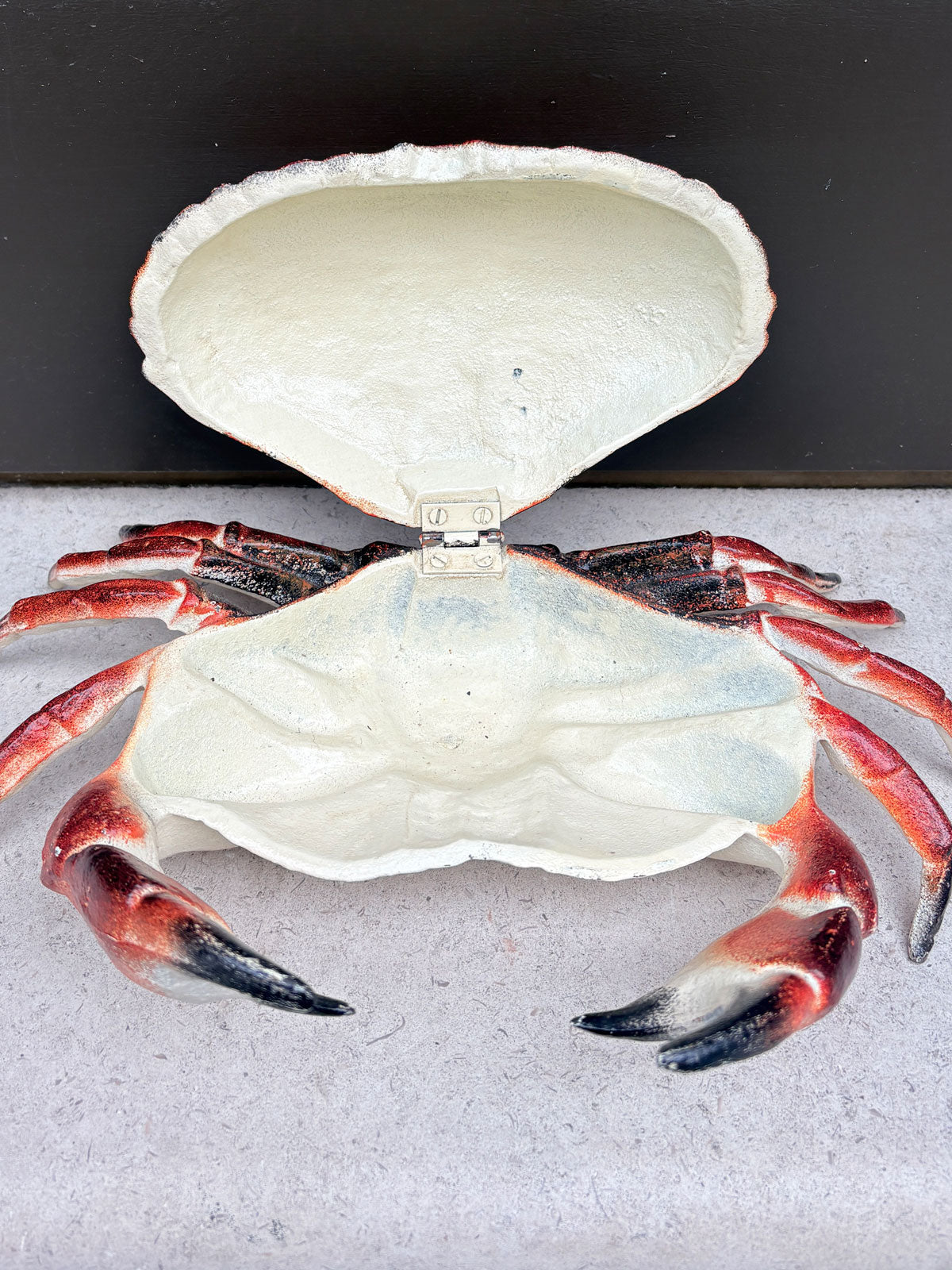 Crab Cast Iron Metal Hinged Lid Trinket Box Large / Heavy