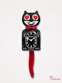 Kit Cat Clock Love Heart Eyes - Original Large Size - Black Red