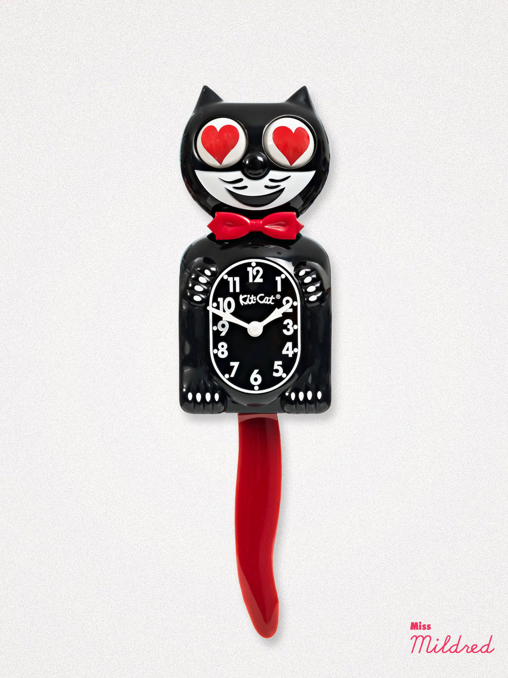 Kit Cat Clock Love Heart Eyes - Original Large Size - Black Red