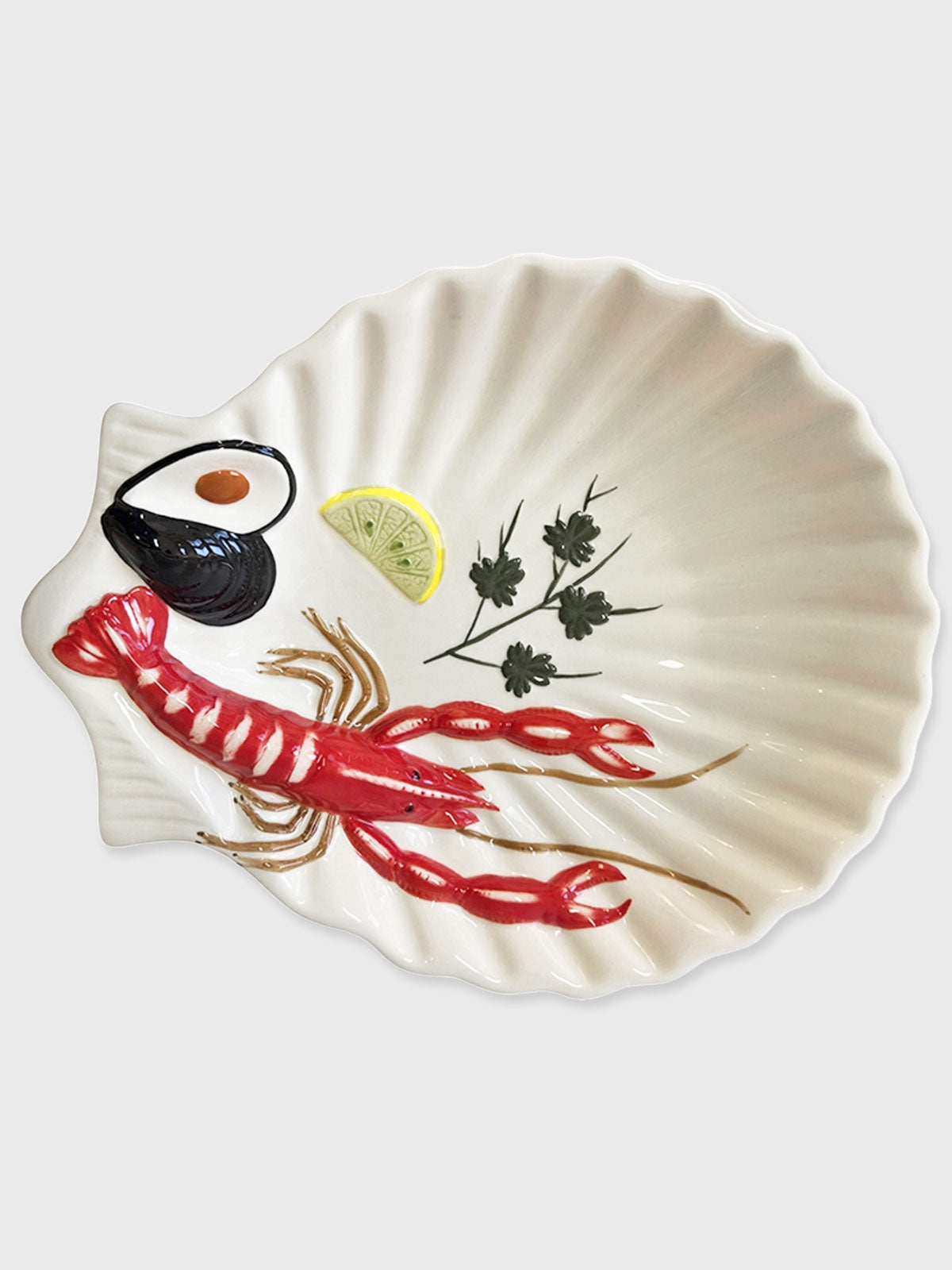 Ceramic Lobster Shell Plate - 34.5cm