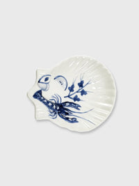 Ceramic Blue Lobster Shell Plate - 22.5cm