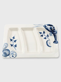 Ceramic Blue Lobster Shell Trio Serving Plate - 31.8cm