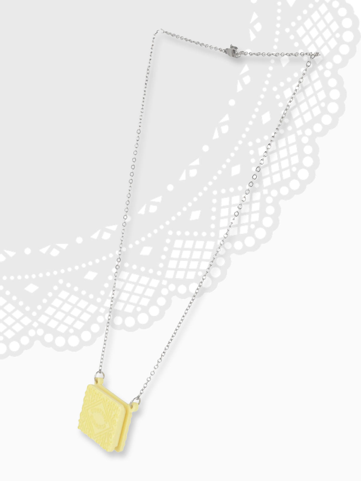 Custard Cream Biscuit Shaped Necklace