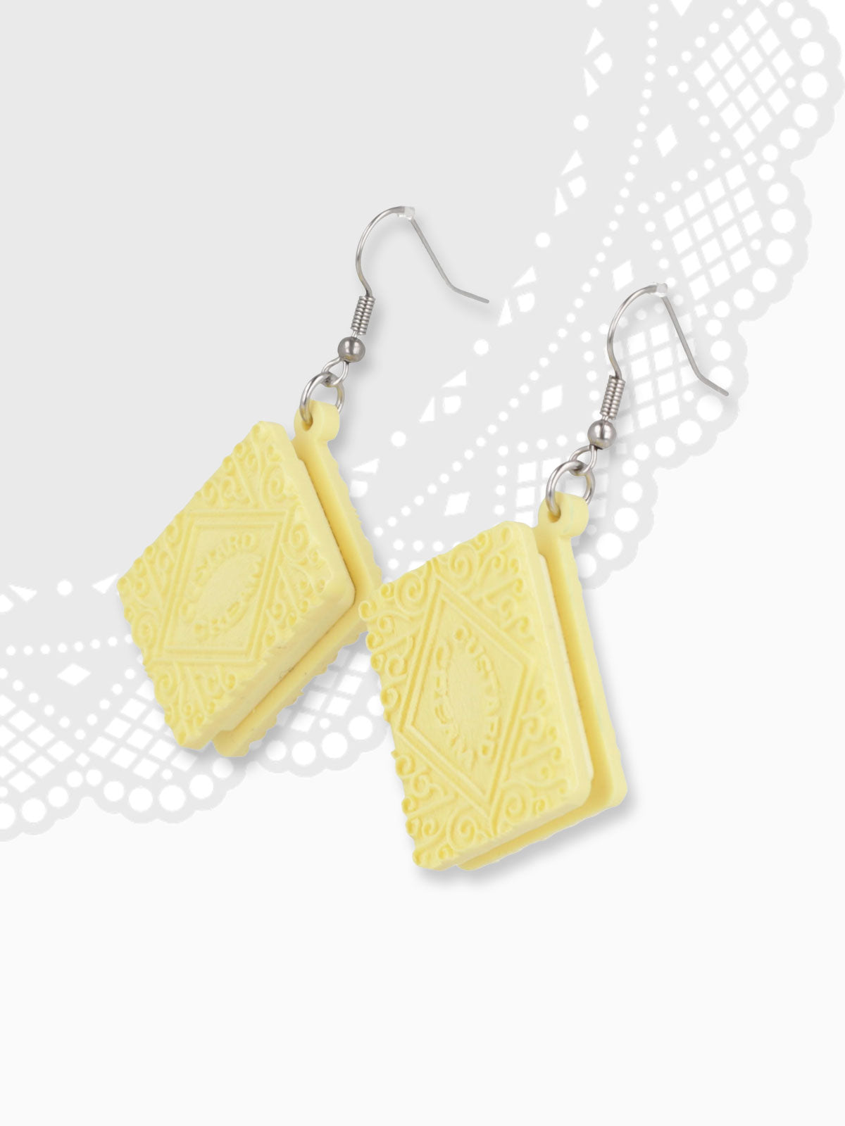 Custard Cream Biscuit Shaped Earrings