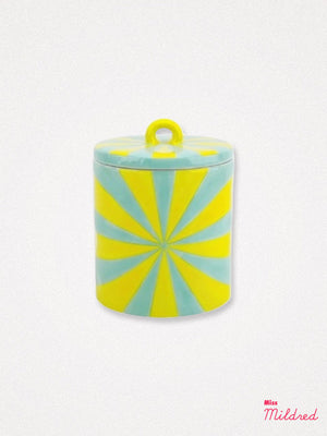 Swirl Deco Storage Jar 14.5 cm - Yellow / Aqua