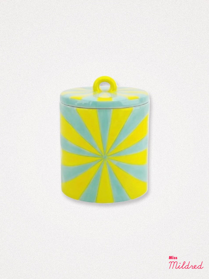 Swirl Deco Storage Jar 14.5 cm - Yellow / Aqua
