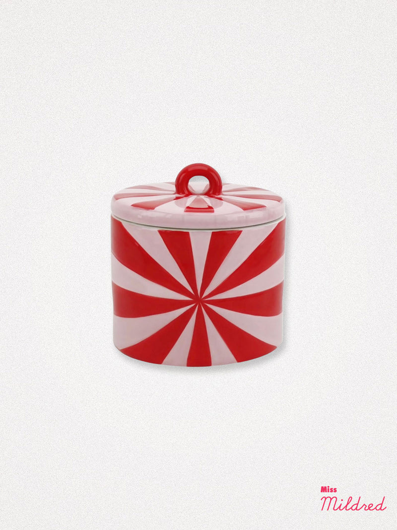 Swirl Deco Storage Jar 11.5 cm - Red / Pink