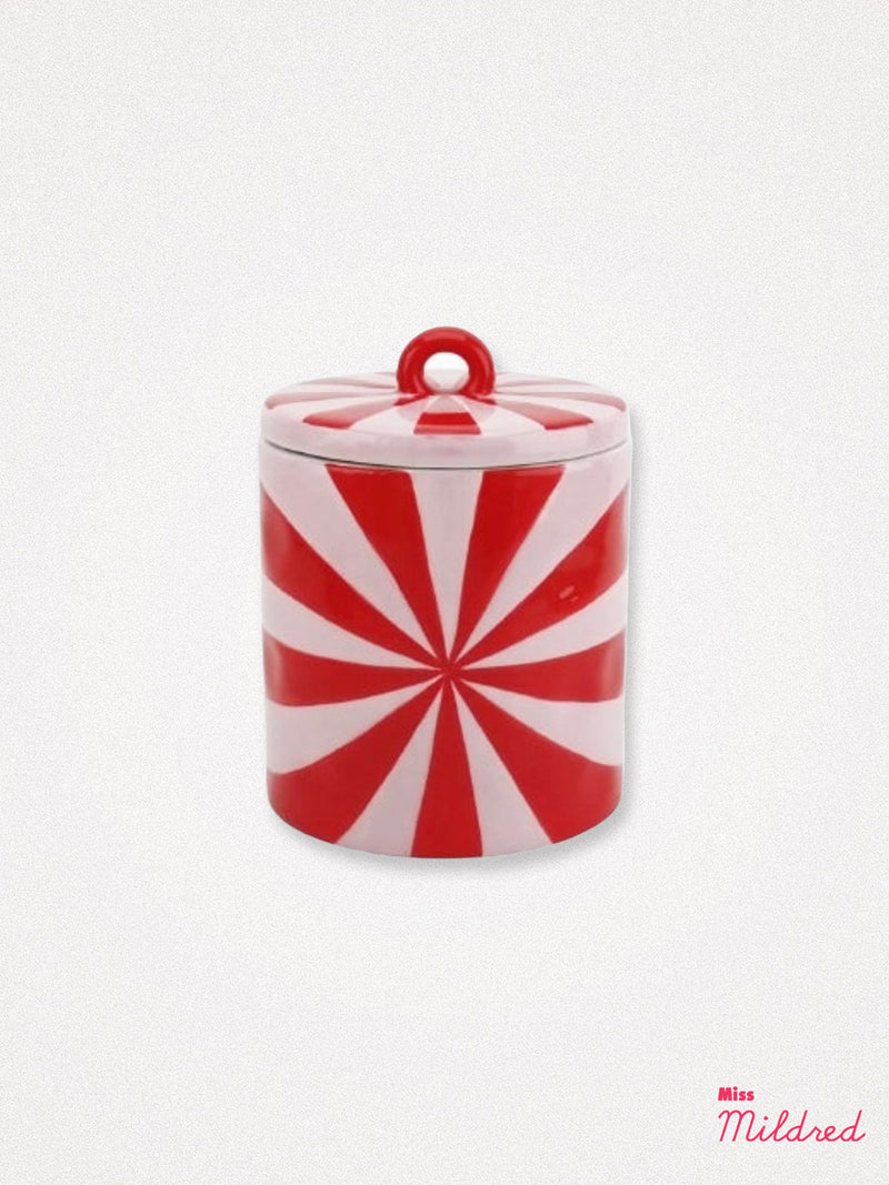 Swirl Deco Storage Jar 14.5 cm - Red / Pink
