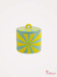 Swirl Deco Storage Jar 11.5 cm - Yellow / Aqua