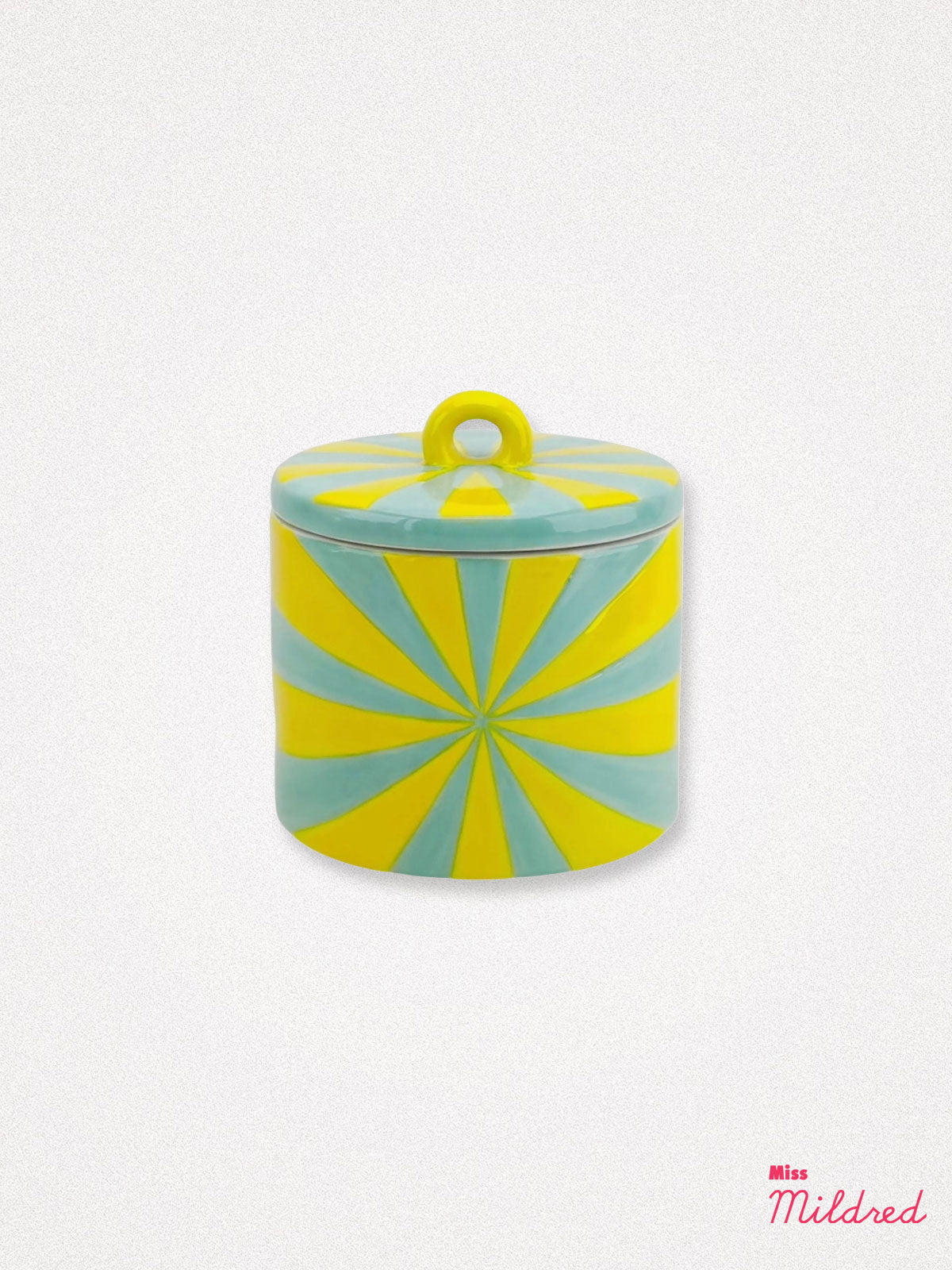 Swirl Deco Storage Jar 11.5 cm - Yellow / Aqua