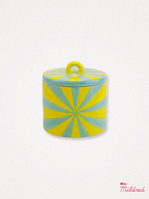 Swirl Deco Storage Jar 11.5 cm - Yellow / Aqua