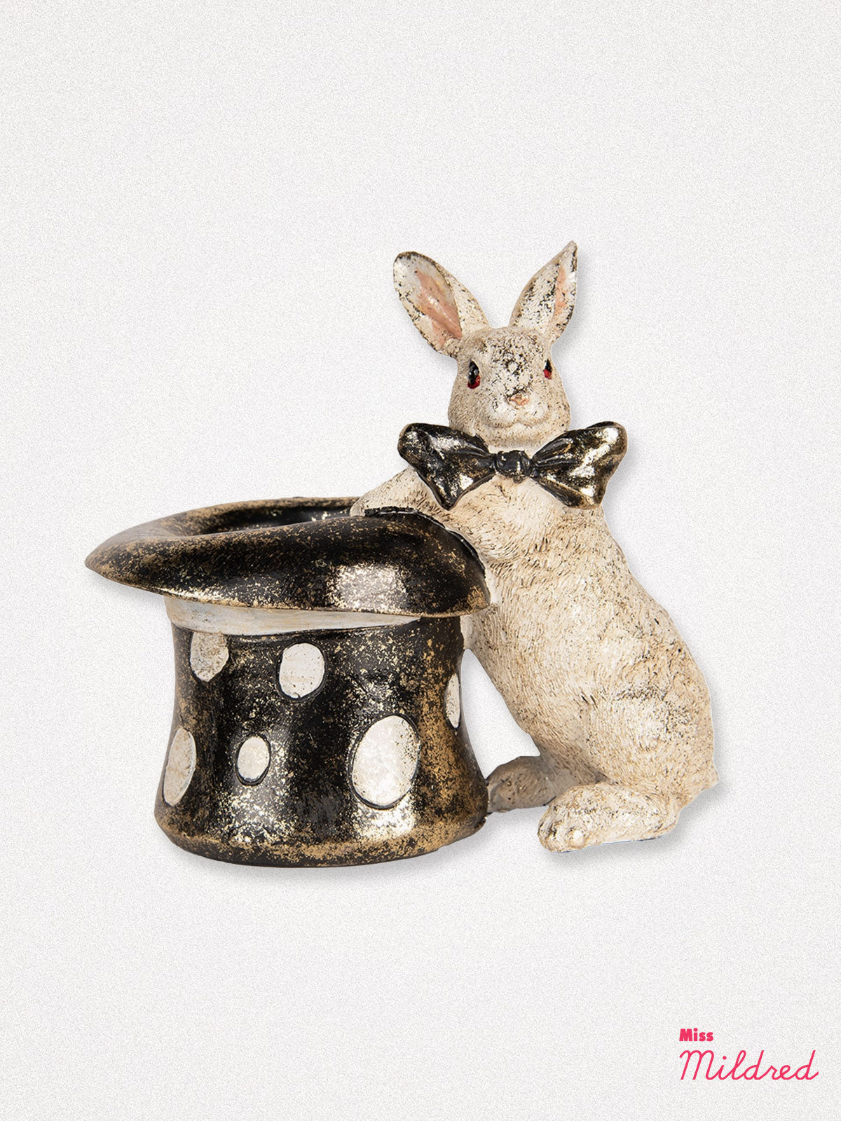 White Rabbit with Hat Figurine