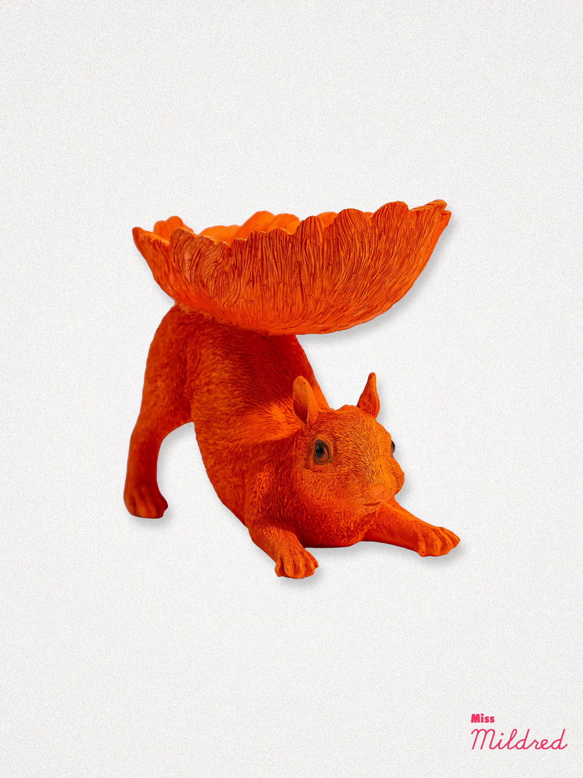 Decorative Orange Squirrel Bowl Statue
