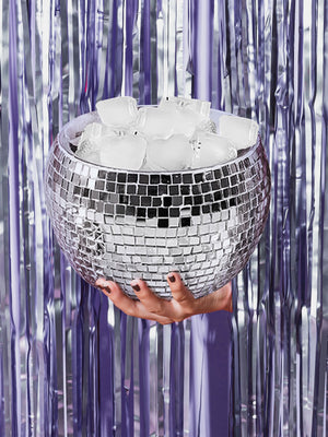 Disco Ball Shaped Ice Bucket - Silver