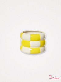 Checked Ceramic 12cm Planter - Yellow