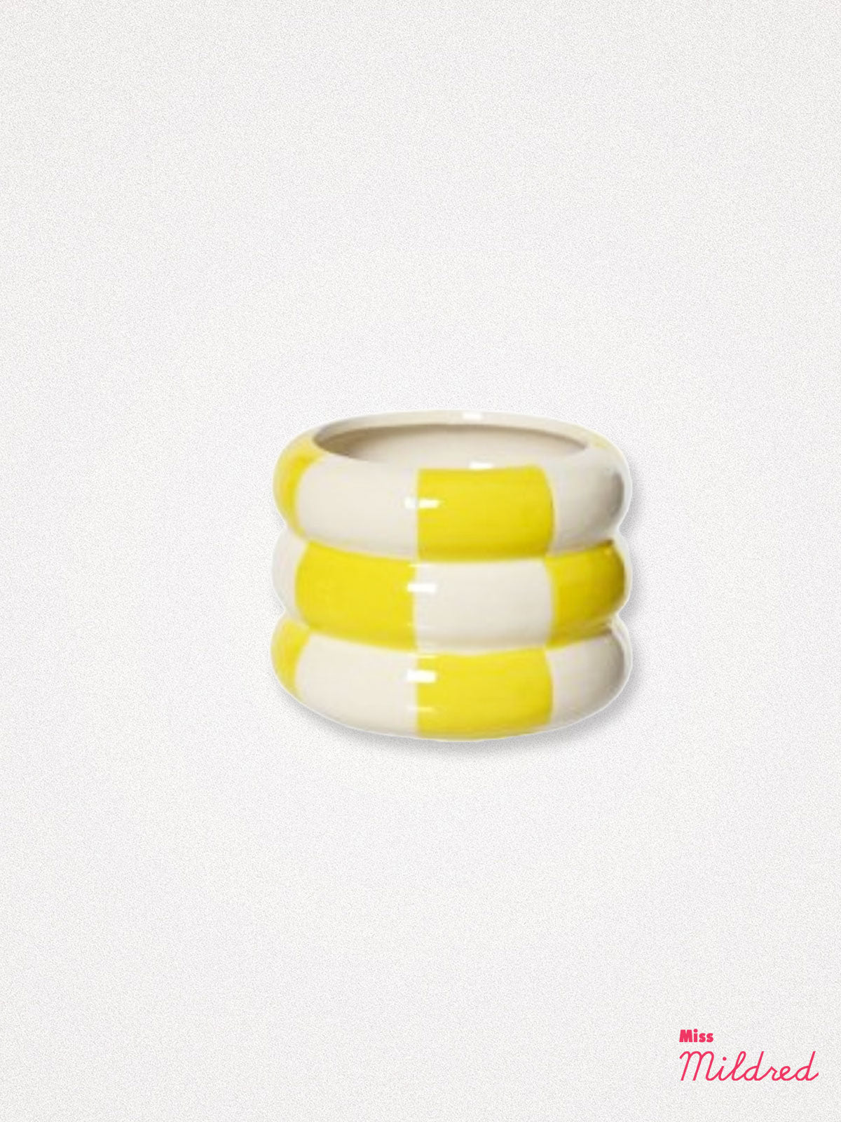 Checked Ceramic 12cm Planter - Yellow