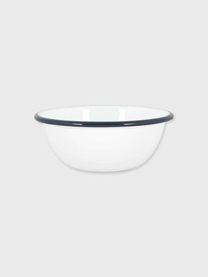 Enamel Bowl White / Navy Rim - 16cm