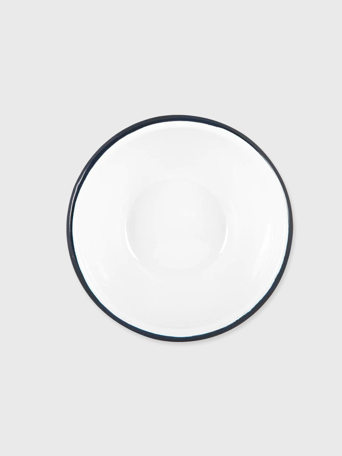 Enamel Bowl White / Navy Rim - 16cm