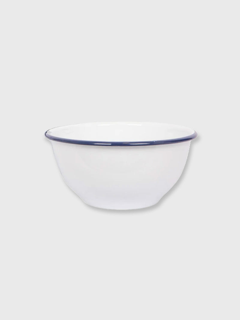 Enamel Mixing Bowl Medium - White with Blue Rim