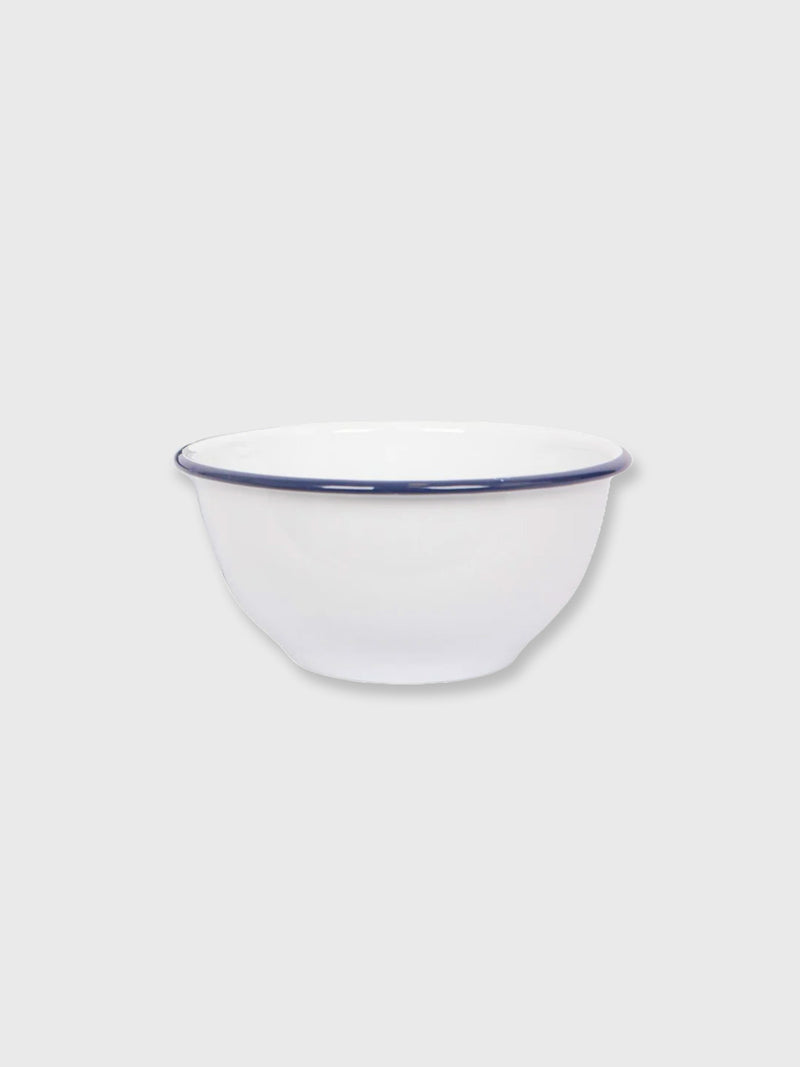 Enamel Mixing Bowl Small - White with Blue Rim